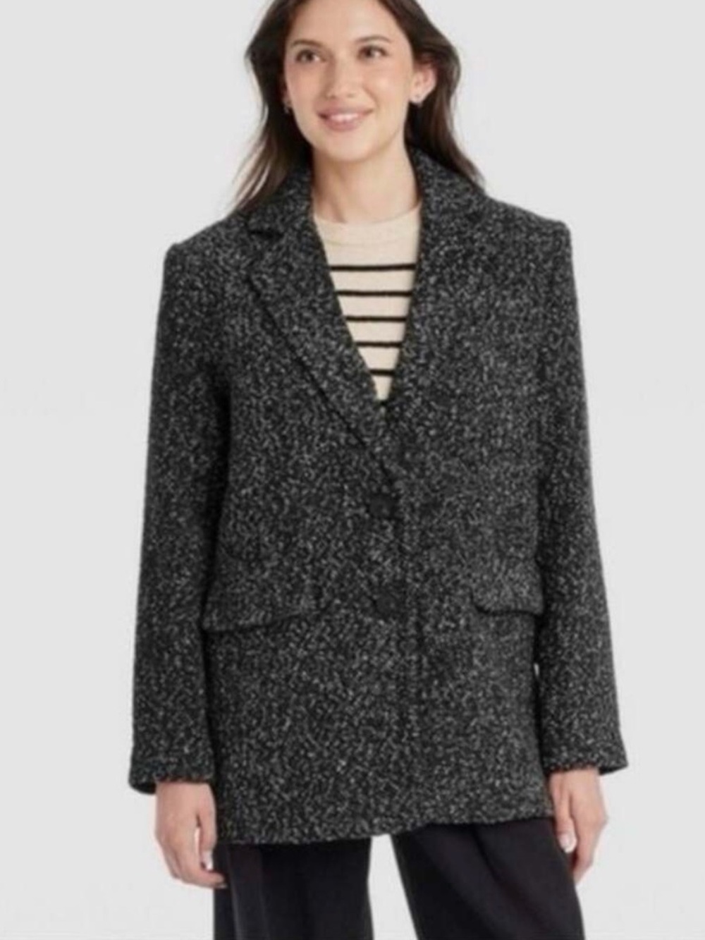 Universal Thread Black & White Speckled Tweed Oversized Blazer Size XXL